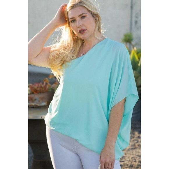 ‎Mint One Shoulder Long Sleeve Unbalance Top - Picture 3 of 6
